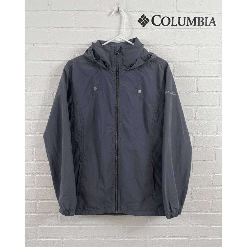 🔥Columbia‎ ❄️Men's Gray Full Zip Hooded Windbreaker Jacket Size Xl